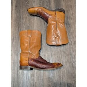 Justin‎ Two Tone Leather Cowboy Western Boots Mens Size 9 C Style 3021